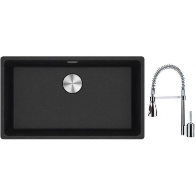 Franke Maris MRG 110-72 zlewozmywak 72x40 cm Fragranite onyx z baterią kuchenną Sentinel chrom (1250687261, 1150029591)