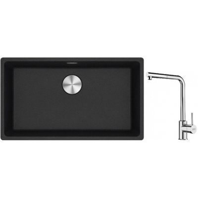 Franke Maris MRG 110-72 zlewozmywak 72x40 cm Fragranite onyx z baterią kuchenną Sirius Side chrom (1250687261, 1150668280)