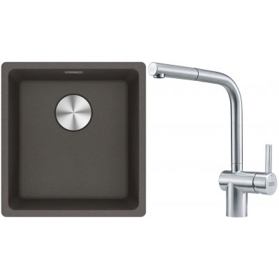 Franke Maris MRG 110-37 zlewozmywak granitowy 43x40 cm łupkowy szary z baterią kuchenną Atlas stal szlachetna (1250716374, 1150521439)