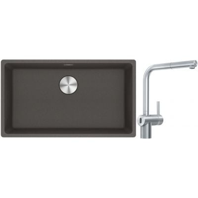 Franke Maris MRG 110-72 zlewozmywak granitowy 75,3x43,3 cm szary/grafitowy/onyx z baterią kuchenną Atlas Neo Sensor stal szlachetna (1250716377, 1150625523)