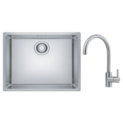 Zestaw Franke Maris zlewozmywak stalowy 50x40 cm z baterią kuchenną Eos Neo jedwab/ stal szlachetna (1220543996, 1150590044)