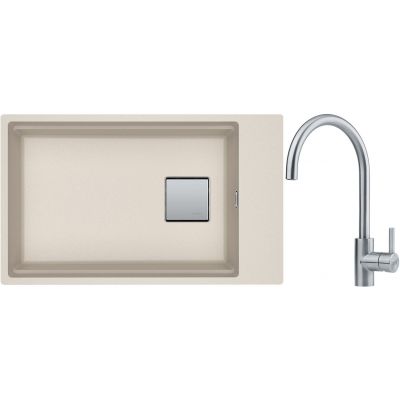 Franke Kanon KNG 110-62 zlewozmywak 62x42 cm Fragranite orzechowy z baterią kuchenną Eos Neo stal szlachetna (1250528618, 1150590044)