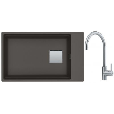 Franke Kanon KNG 110-62 zlewozmywak granitowy 76x46 cm łupkowy szary z baterią kuchenną Eos Neo stal szlachetna (1250716372, 1150590044)