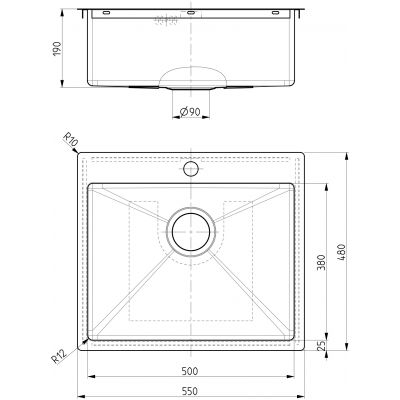 Zestaw Genesis Concept 10 zlewozmywak stalowy 54x48 cm z baterią kuchenną Oltens Litla satyna/czarny mat (1124382, 35204300)