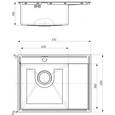 Genesis Concept 20 zlewozmywak 61,5x48 cm lewy stal satyna z baterią kuchenną Tonia inox 1124383K