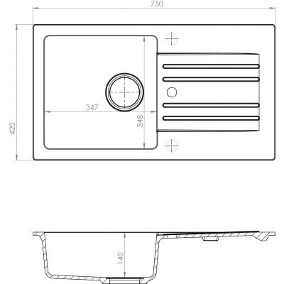 Genesis Foxtrot zlewozmywak granitowy 75x42 cm beżowy 9603255