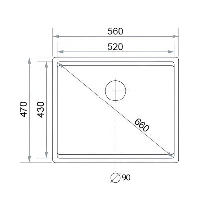 Globalo Miralio zlewozmywak granitowy 56x47 cm czarny MIRALIO_60_1_BLACK_BL_MAT