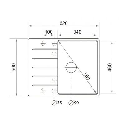 Globalo Virella zlewozmywak granitowy 62x50 cm czarny VIRELLA_45_1_BLACK_BL