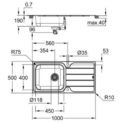 Grohe K500 zlewozmywak stalowy 100x50 cm stal szlachetna 31563SD1