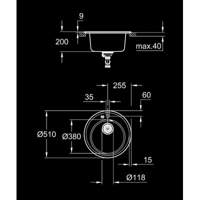 Grohe K200 zlewozmywak kompozytowy okrągły 51 cm czarny 31656AP0