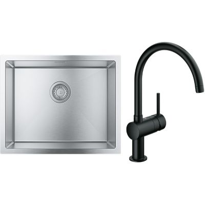 Zestaw Grohe K700 zlewozmywak stalowy 55x45 cm z baterią kuchenną Minta (31726SD0, 32917KS0)