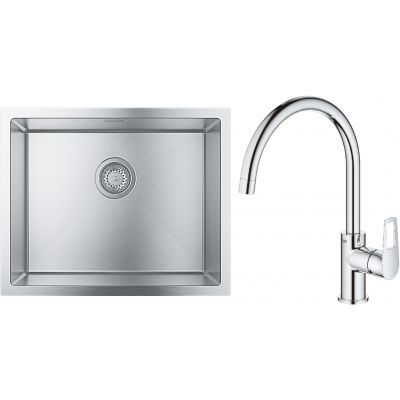 Zestaw Grohe K700 zlewozmywak stalowy 55x45 cm z baterią kuchenną Bauloop (31726SD0, 31368001)