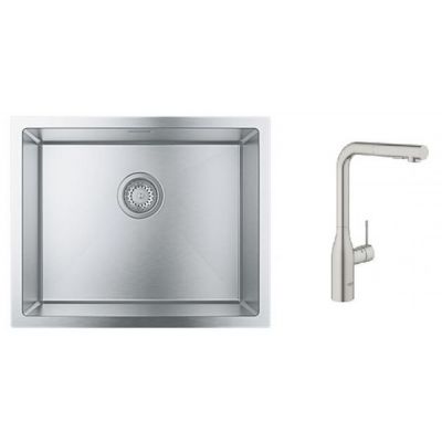Zestaw Grohe K700 zlewozmywak stalowy z baterią kuchenną Essence stal (31726SD0, 30270DC0)