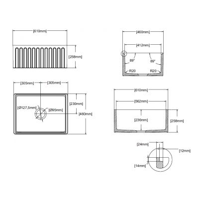 Isvea Ravenna zlewozmywak ceramiczny 61x46 cm biały 10RV81061