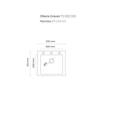 Zestaw Oltens Gravan zlewozmywak granitowy 1-komorowy 57x51,5 cm z baterią kuchenną Skafta czarny mat/chrom (72000300, 35206100)