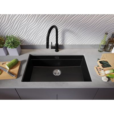 Primagran Praga zlewozmywak granitowy 72x43 cm czarny O_OP8KC-003