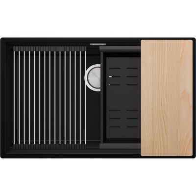 Primagran Praga zlewozmywak granitowy 72x43 cm czarny O_OP8KC-003