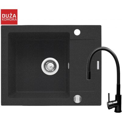 Pyramis Mido zlewozmywak 62x50 cm z baterią Flessi czarny/czarny 070088401FB