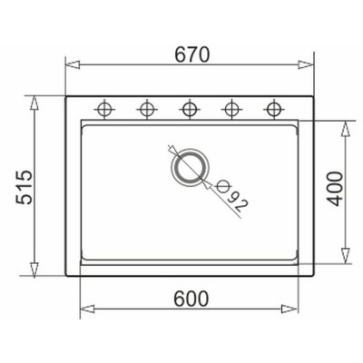 Pyramis Siros zlewozmywak granitowy 67x51,5 cm karbon 070094401