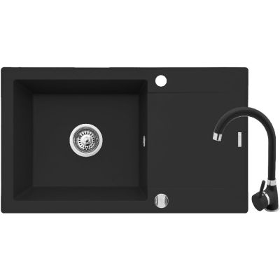 Pyramis Korfu zlewozmywak z baterią czarny 070167301BN