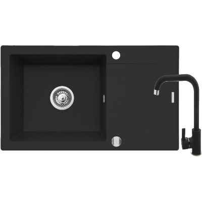 Pyramis Korfu zlewozmywak z baterią czarny 070167301SN