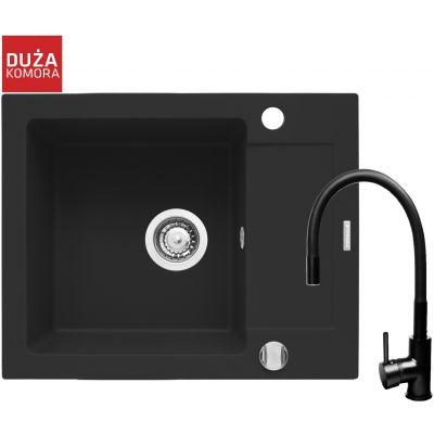 Pyramis Mido zlewozmywak 62x50 cm z baterią Flessi czarny/czarny 070167601FB