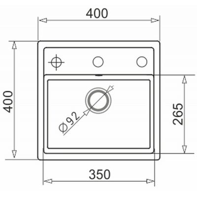 Pyramis Camea zlewozmywak granitowy 40x40 cm czarny 070168201