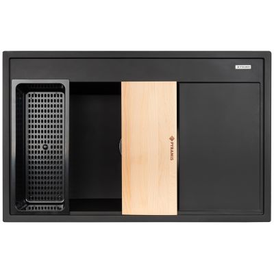 Pyramis Camea zlewozmywak granitowy 79x50 cm czarny 070168401