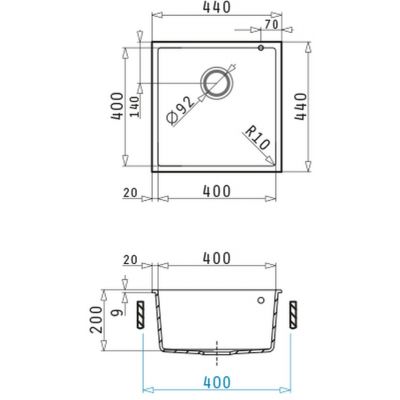 Pyramis Tetragon komora podwieszana 40x40 cm Volcano czarny mat 070229811