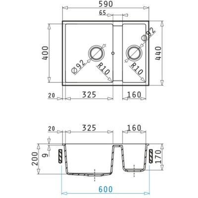 Pyramis Tetragon komora podwieszana 59x40 cm Volcano czarny mat 070230011