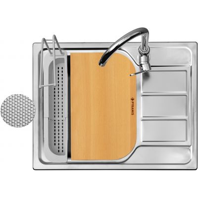 Zestaw Pyramis Athena zlewozmywak stalowy 62x50 cm 1B 1D i bateria kuchenna Lungo len/chrom 100 187 701L