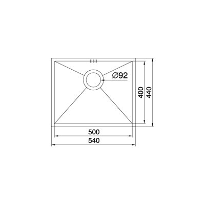 Pyramis Tetragon zlewozmywak stalowy 50x40 cm stal szczotkowana 100090401