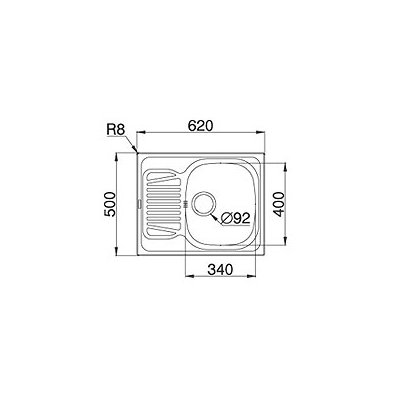 Pyramis Sparta zlewozmywak stalowy 62x50 cm stal 100125201