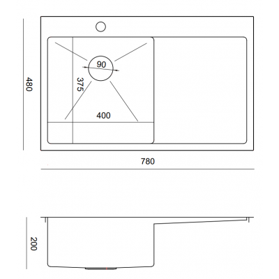 Quadron Russel zlewozmywak stalowy z syfonem 78x48 cm HB7912-RBS