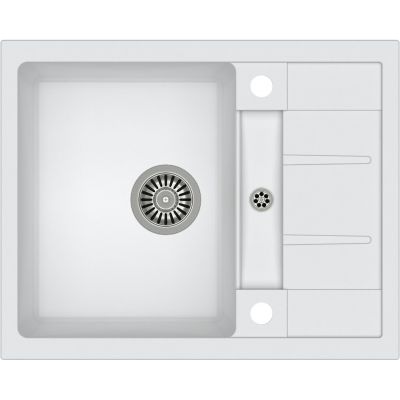 Quadron Morgan 116 zlewozmywak 62x50 cm z GraniteQ wpuszczany biały metalik/stal szlachetna HB8210U1-BS