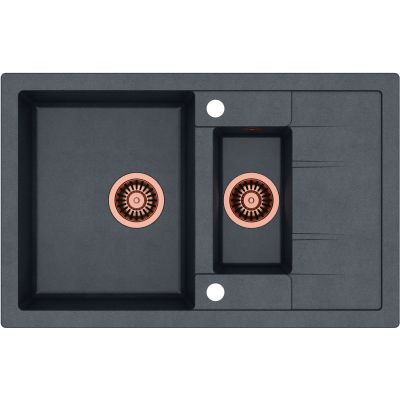 Quadron Morgan 156 zlewozmywak 78x50 cm z GraniteQ wpuszczany czarny metalik/miedziany HB8224U8-C1