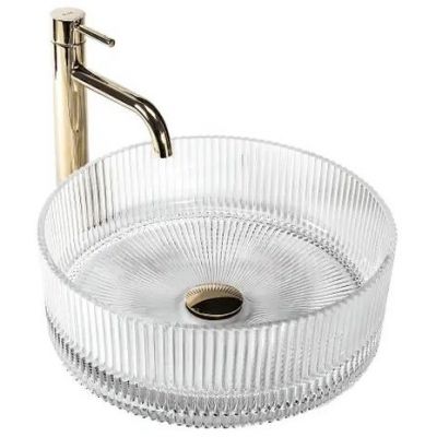 Rea Ingrid umywalka 36x36 cm okrągła nablatowa transparentna REA-U8522