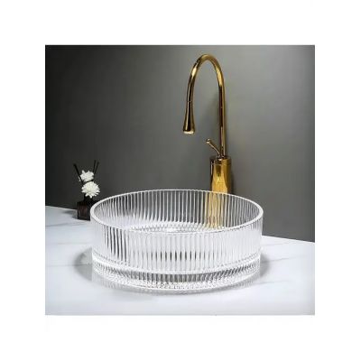 Rea Ingrid umywalka 36x36 cm okrągła nablatowa transparentna REA-U8522