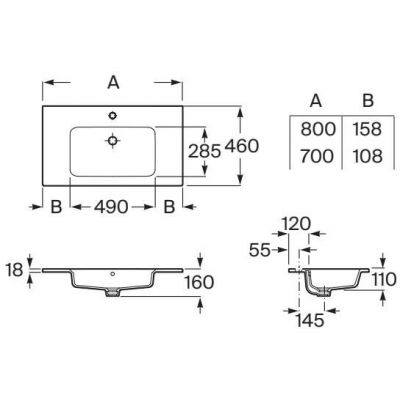 Roca Gap-N umywalka 80,5x46 cm prostokątna meblowa biała A3279A4000