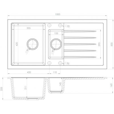 Sapho zlewozmywak granitowy 100x50 cm beżowy GR1332