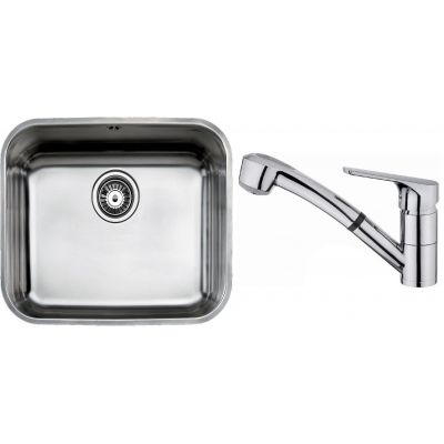 Zestaw Teka Be zlewozmywak stalowy 47,9x42,9 cm stal z baterią kuchenną Teka MTP 978 chrom (10125123, 469780200)