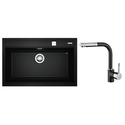 Zestaw Teka Nova XXL zlewozmywak Tegranit 79x51 cm czarny z baterią kuchenną Teka ARK 938 czarny/chrom (115230057, 23938120N)