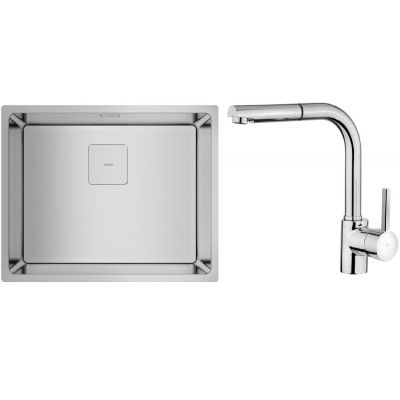 Zestaw Teka Flexlinea RS15 50.40 zlewozmywak stalowy 54x44 cm stal polerowana z baterią chrom (115000012, 239381200)