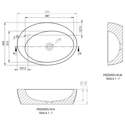 Vayer Boomerang umywalka 60x43 cm nablatowa owalna biała 060.043.012.3-4.0.3.0.0