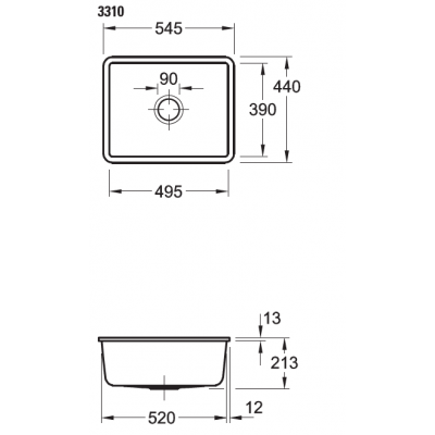 Villeroy & Boch Subway zlewozmywak ceramiczny 54,5x44 cm snow white 331001KG