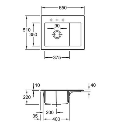 Villeroy & Boch Subway zlewozmywak ceramiczny 65x51 cm czarny 331201R7
