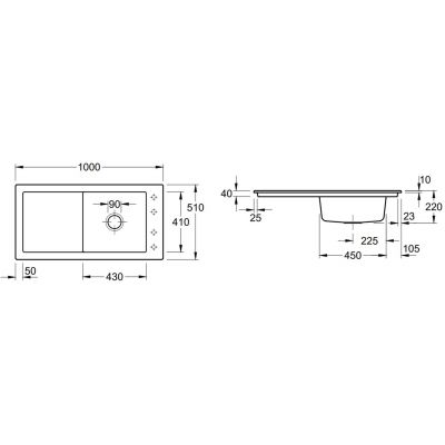 Villeroy & Boch Timeline zlewozmywak ceramiczny 100x51 cm CeramicPlus Graphite 679001i4