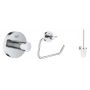 Zestaw Grohe Essentials akcesoria łazienkowe 3 szt wieszak, uchwyt na papier i szczotka toaletowa chrom (40364001, 40689001, 40374001) zdj.1