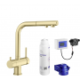 Zestaw Blanco Fontas-S II bateria kuchenna stojąca złota satynowa z zestawem filtrującym wodę (526694, 527453) zdj.1