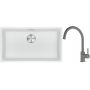 Franke Maris MRG 110-72 zlewozmywak 72x40 cm Fragranite biały polarny z baterią kuchenną Lina kamienny szary (1250687263, 1150626022) zdj.1